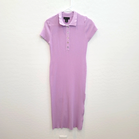 House of Harlow 1960 Lavender Ribbed Knit Polo Midi Dress Women's Size Large - Picture 2 of 12
